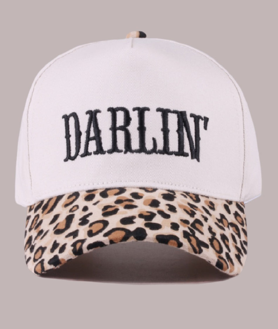 DARLIN' EMBROIDERED TWO-TONE CANVAS COTTON CAP