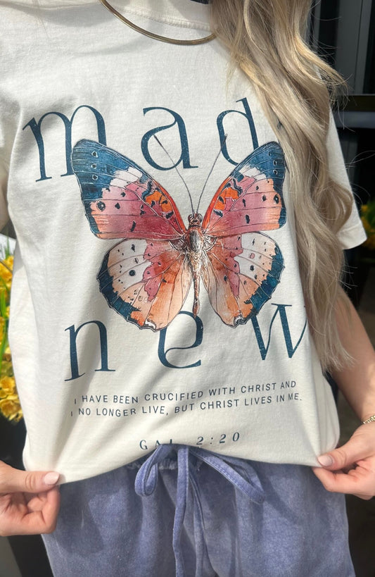 Made New Butterfly Comfort Colors Christian Easter T Shirt 🦋 (S-3X)