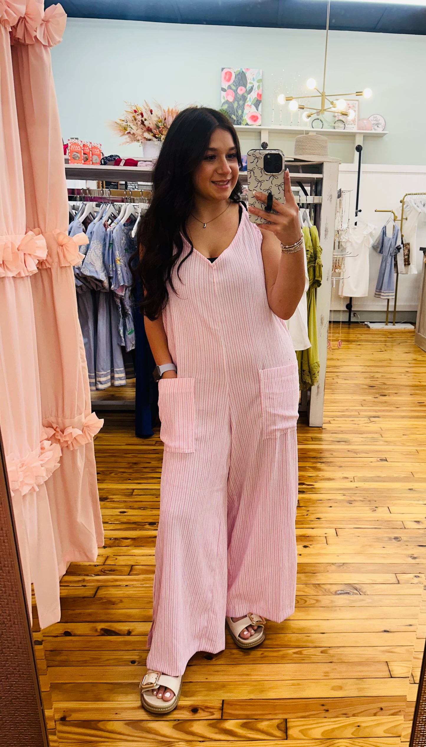 Striped V-Neck Sleeveless Jumpsuit