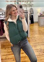 REVERSIBLE ZIP UP PUFFER VEST (S-L)