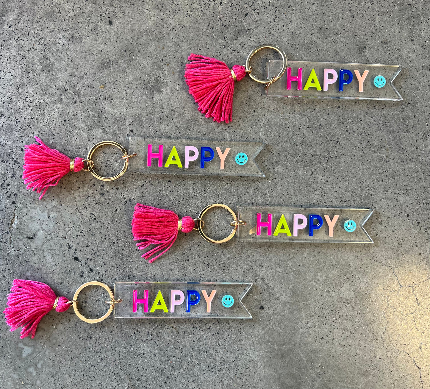 Colorful "Happy" Keychain