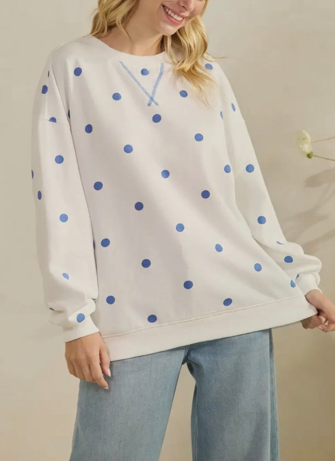 Polka Dot Crew Neck Pullover (S-L)