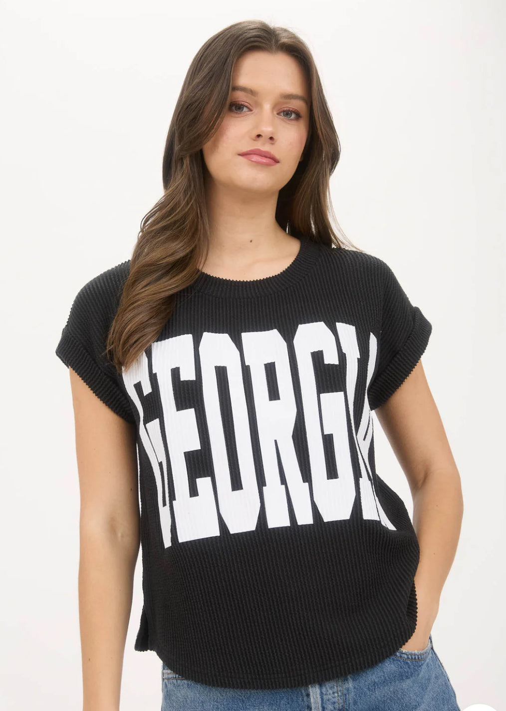 GEORGIA SHORT SLEEVE SWEATER KNIT T-SHIRT (S-L)