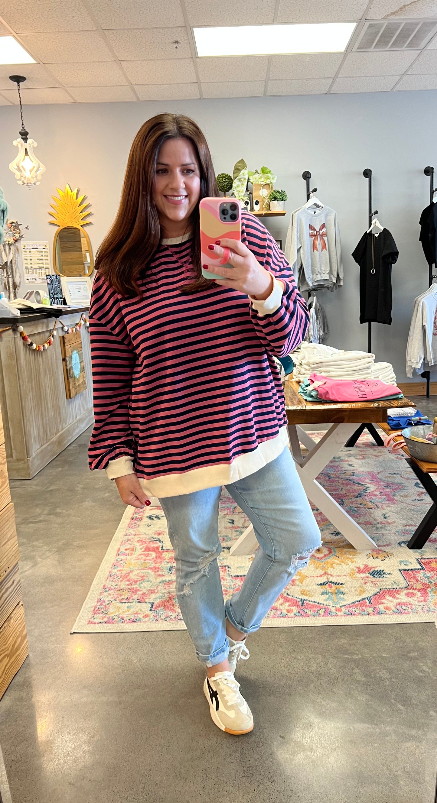 The Mandy Oversized Striped Pullover (S-2X)