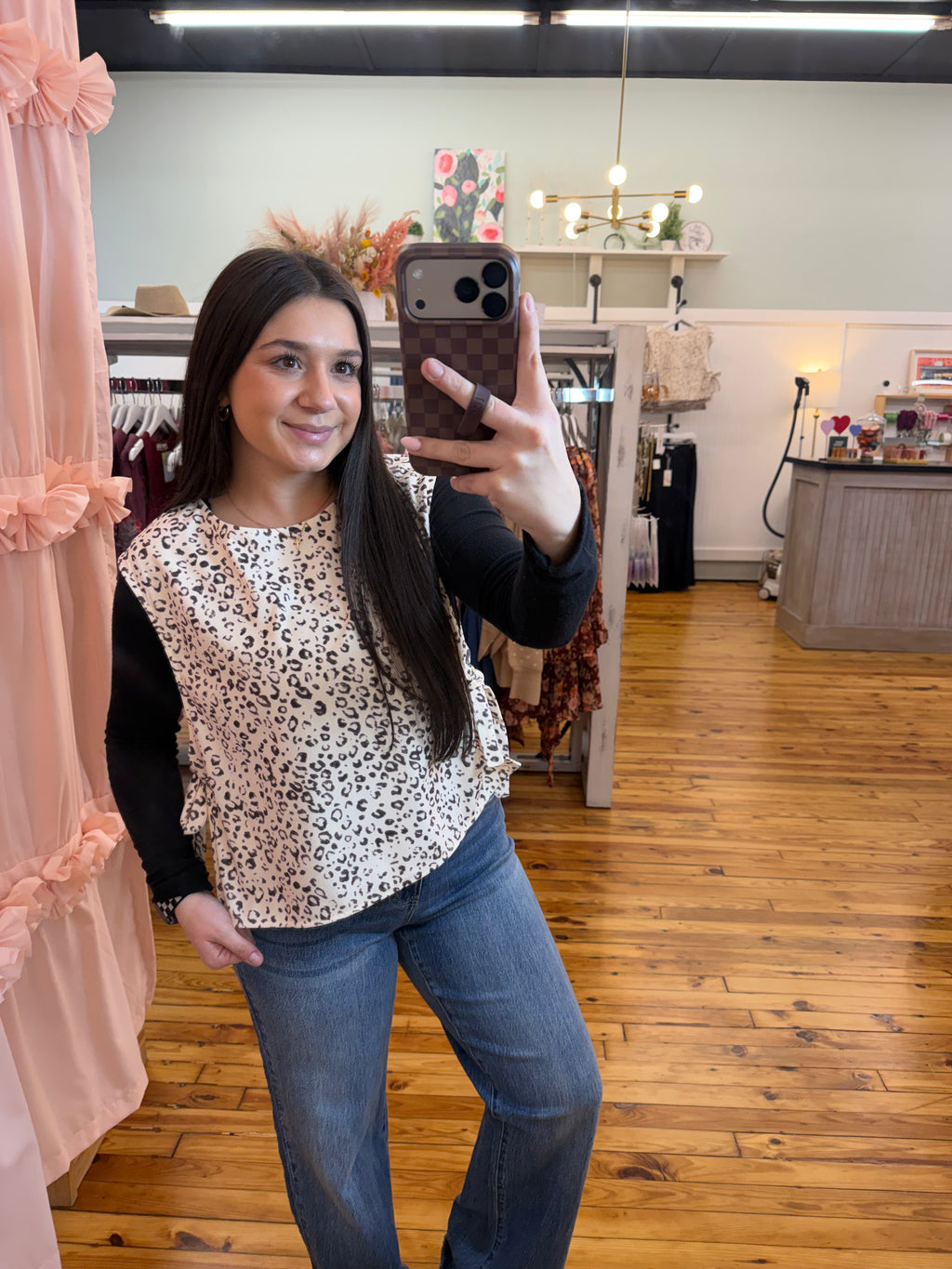 Leopard Knot Side Twill Vest Top (S-XL)