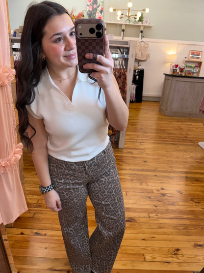 Sleeveless Collared Knit Top (S-L)