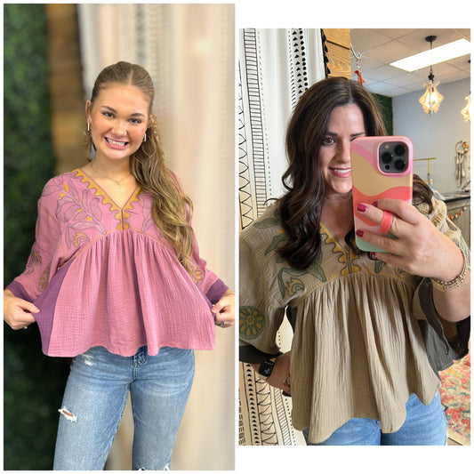 The Gorgeous Embroidery Top (S-L)(2 Colors)