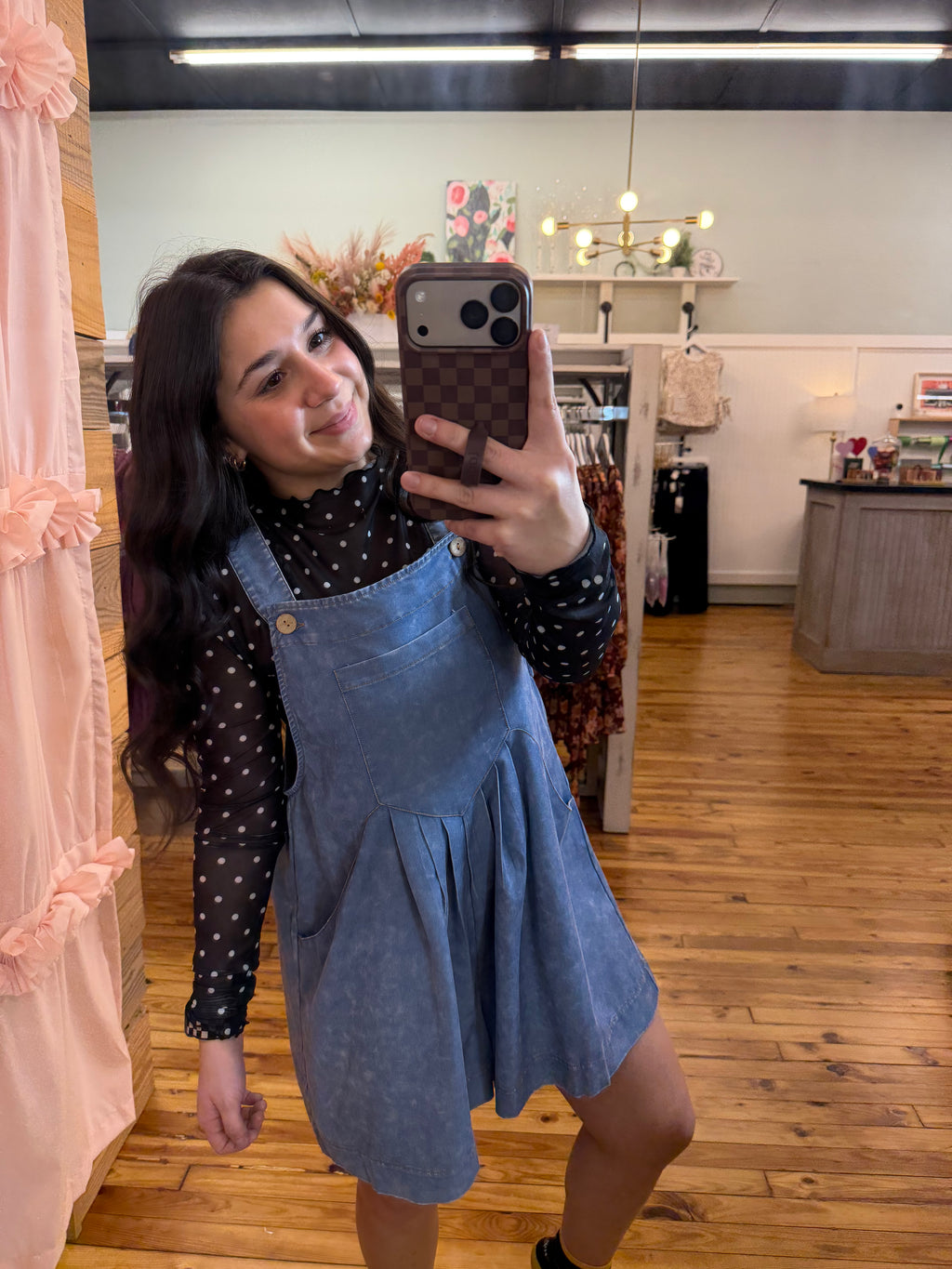 Polka Dot Mesh Long Sleeve Top (S-L)(Black or White)