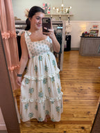 FLORAL BOUQUET PRINT TIE STRAP DRESS (S-L)