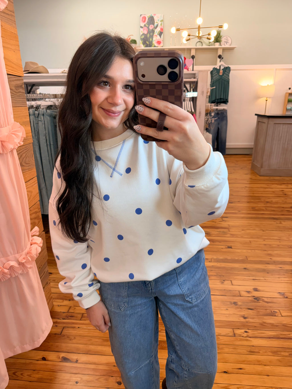 Polka Dot Crew Neck Pullover (S-L)