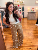 Womens Drawstring Boho Wide Leg Pants (S-XL)