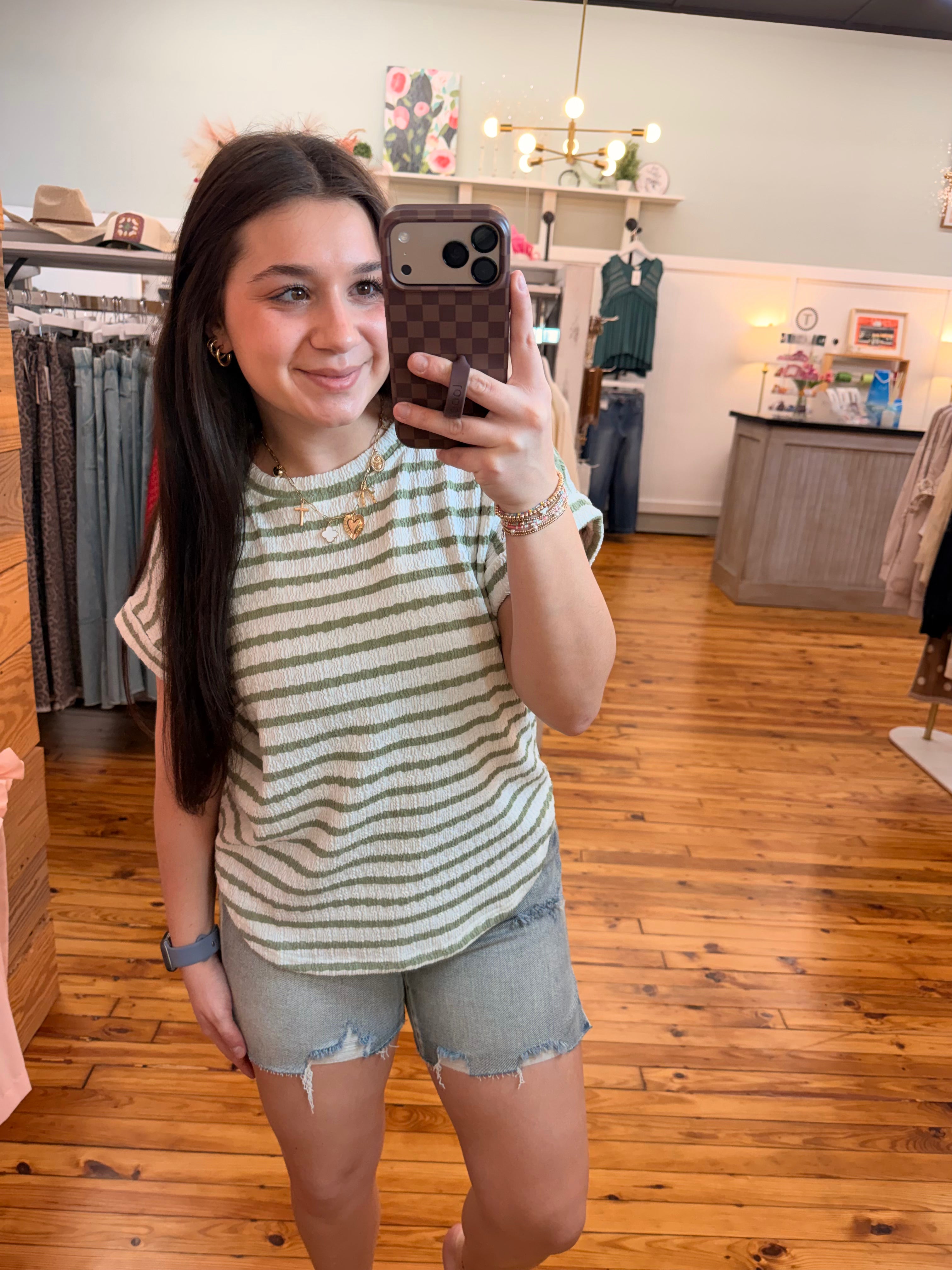 Textured Stripe Short Sleeve Top 🌱 (S-L)