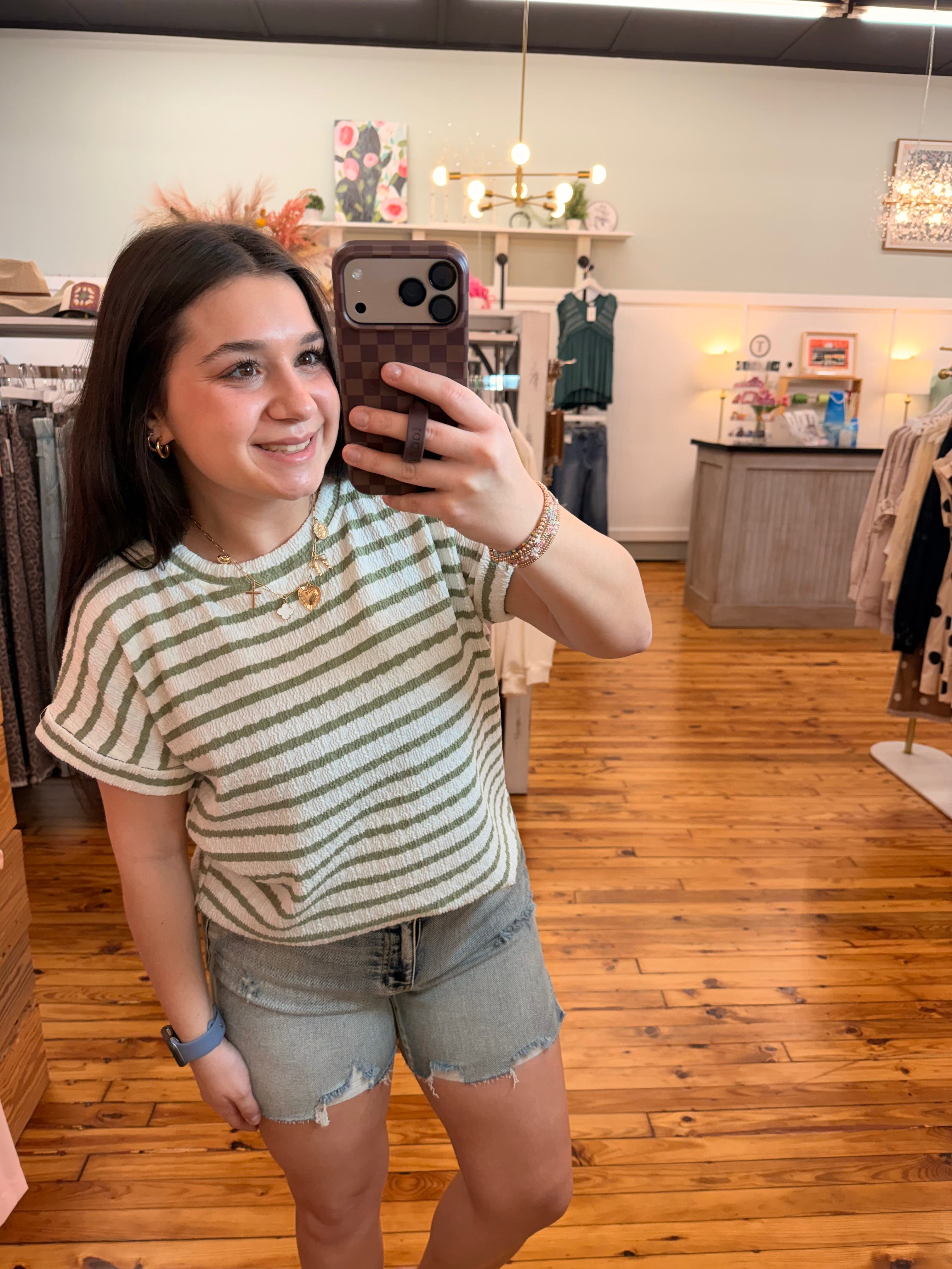Textured Stripe Short Sleeve Top 🌱 (S-L)