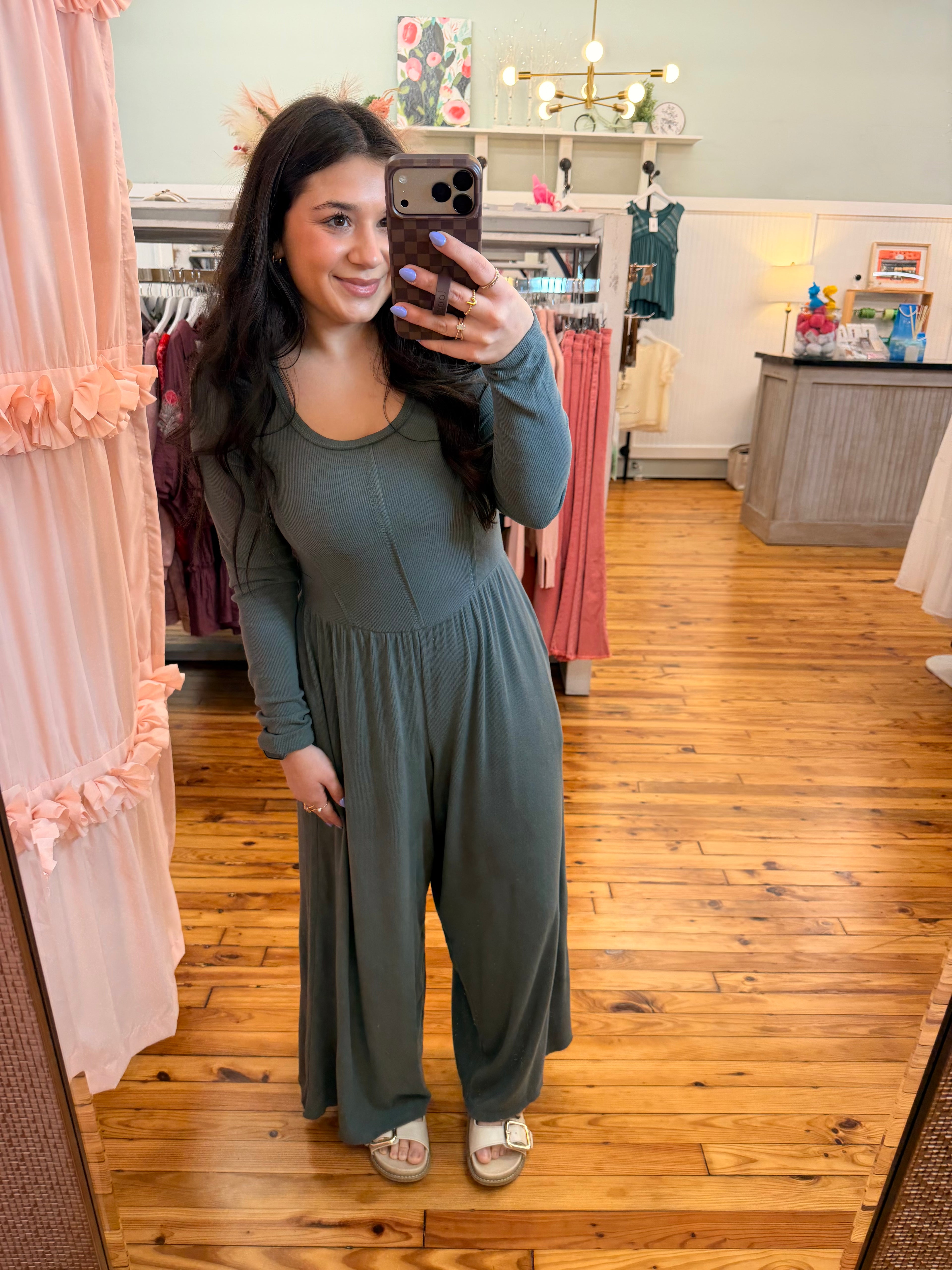 The Diana Wide Leg Solid Knit Casual Jumpsuit (S-L)