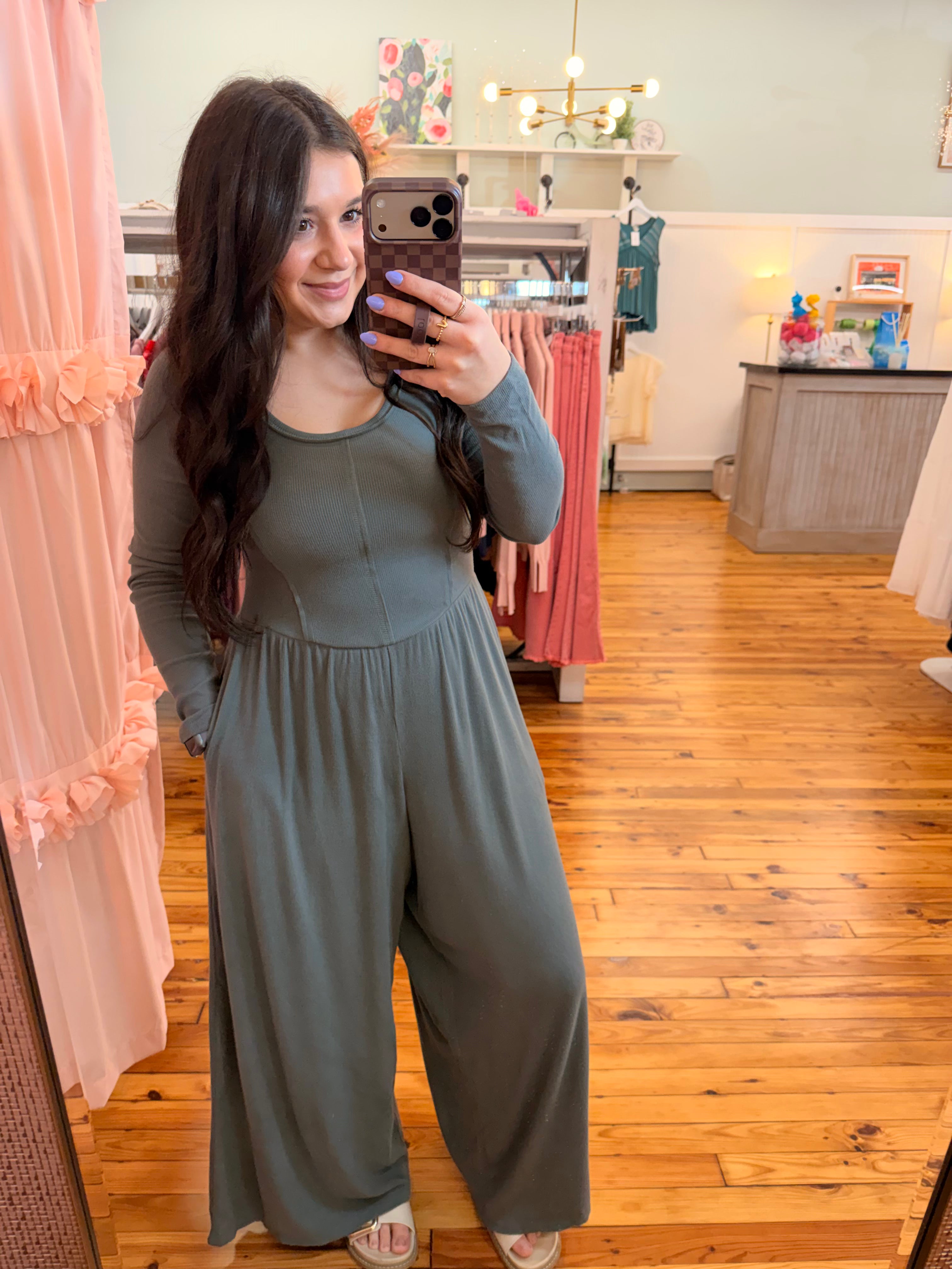 The Diana Wide Leg Solid Knit Casual Jumpsuit (S-L)