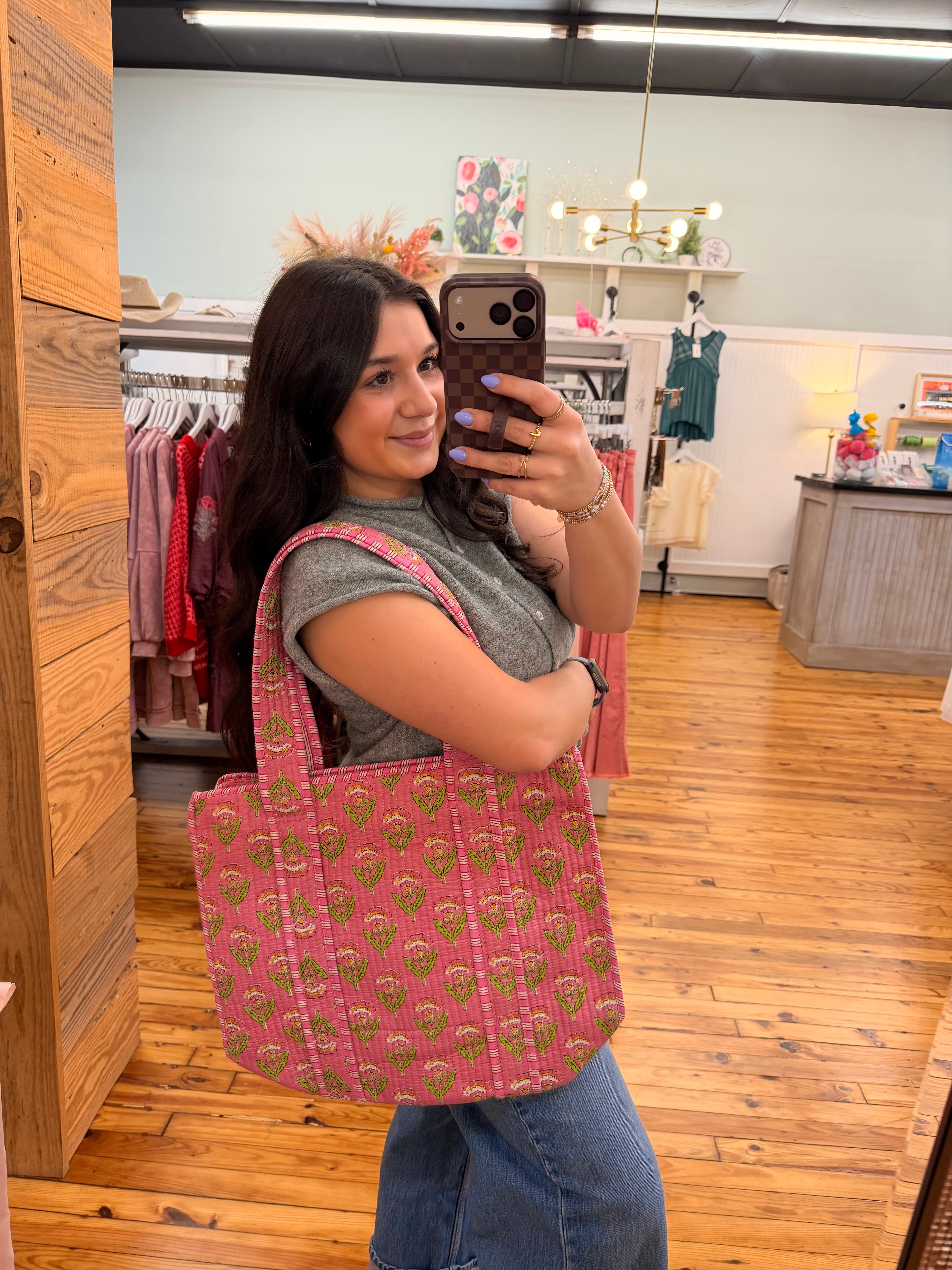 The Tracie Cotton Block Print Tote Bag