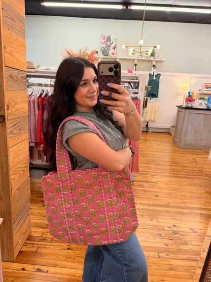 The Tracie Cotton Block Print Tote Bag