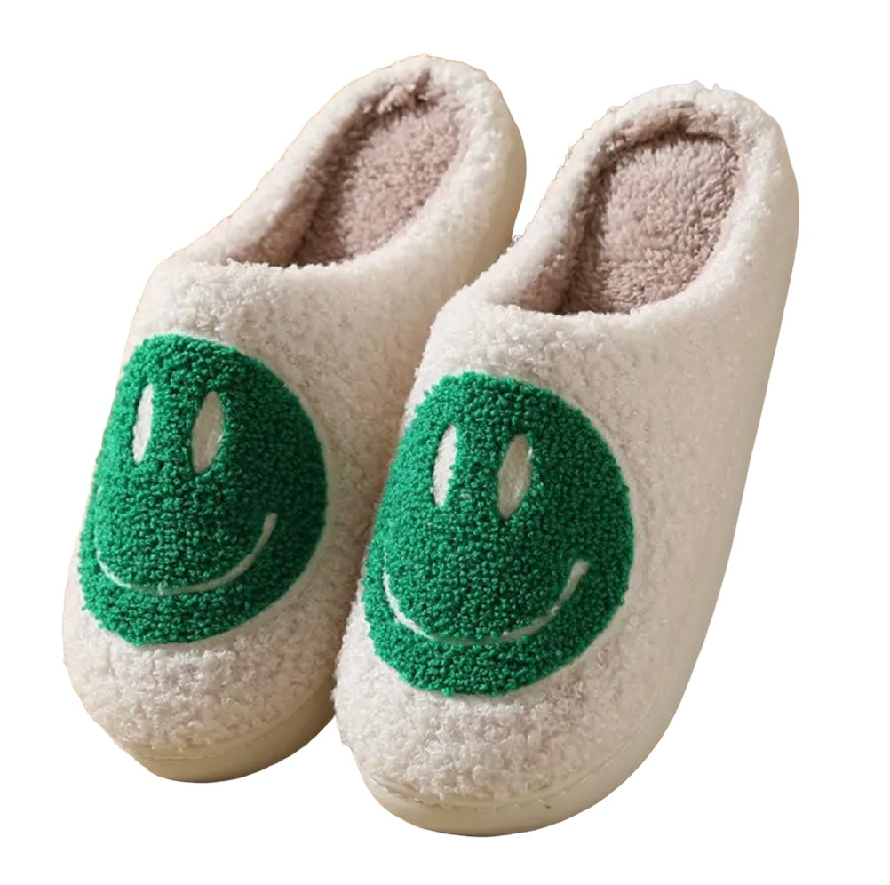 Smiley Face Slippers (Kelly Green)