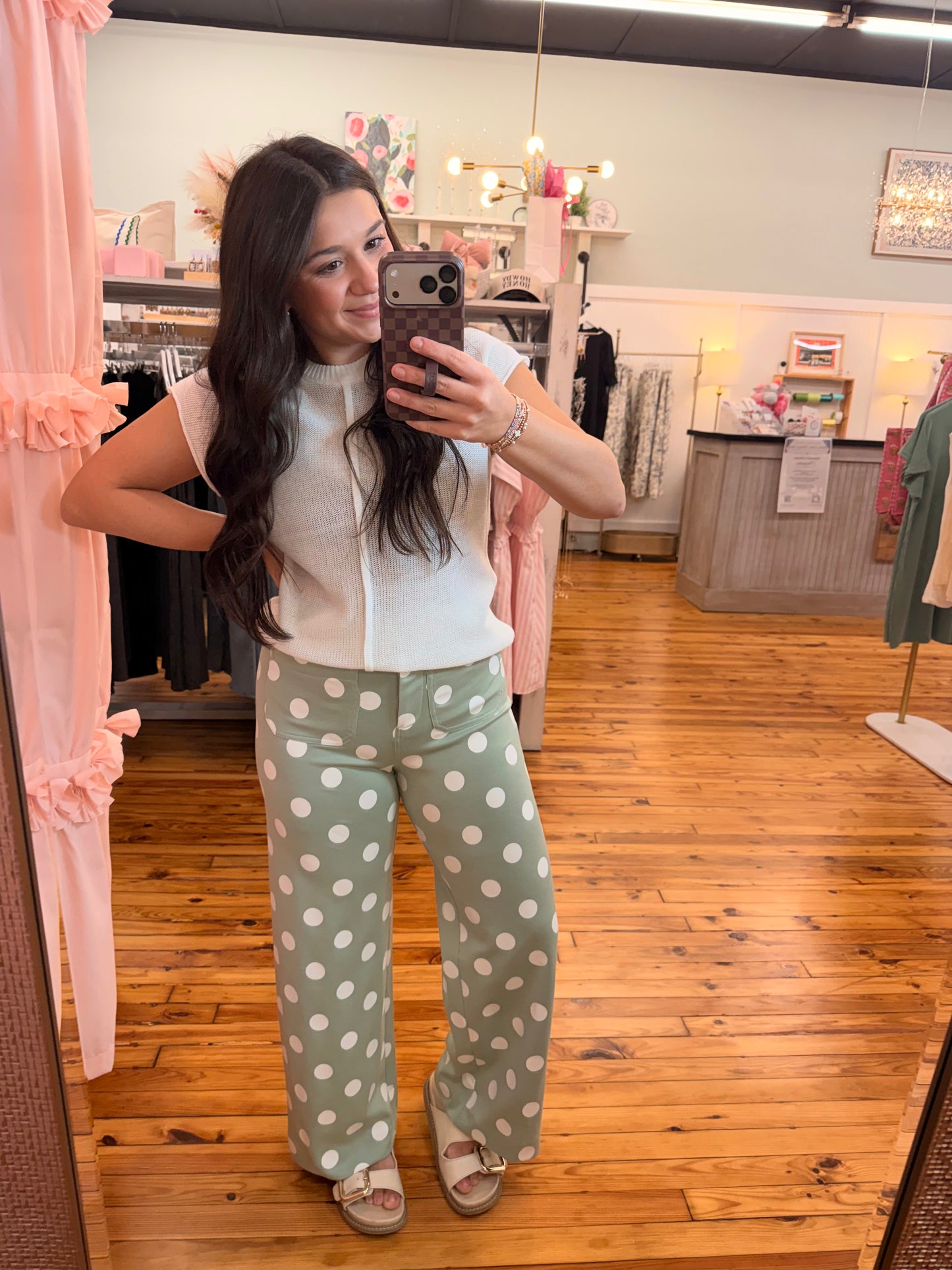 Polka Dot high-rise wide leg pants (S-L)