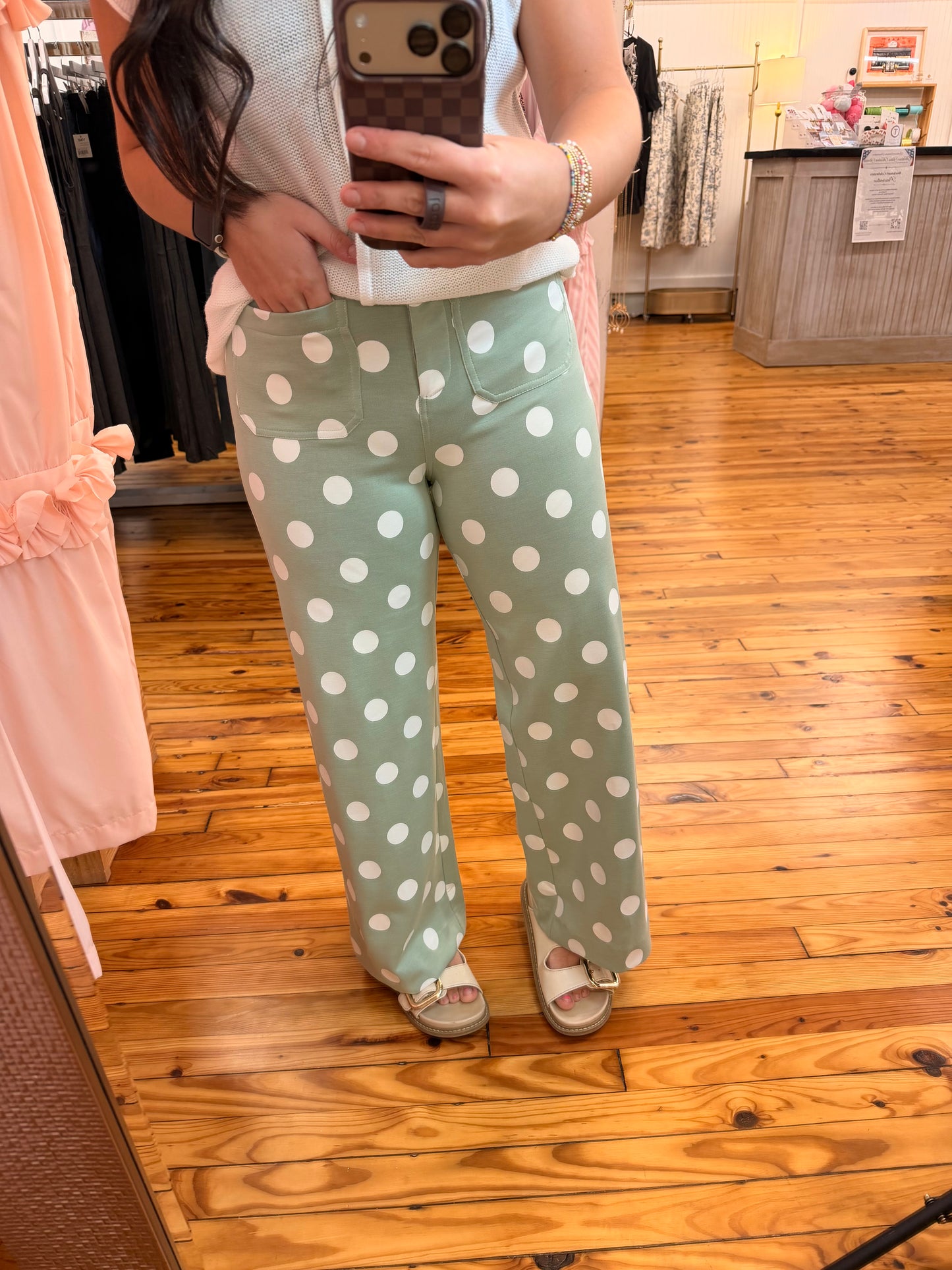 Polka Dot high-rise wide leg pants (S-L)