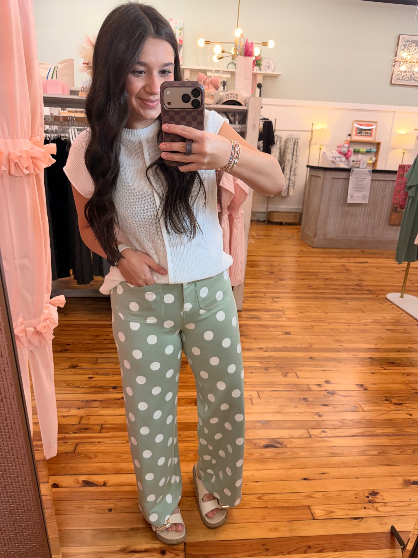 Polka Dot high-rise wide leg pants (S-L)