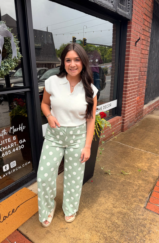 Polka Dot high-rise wide leg pants (S-L)