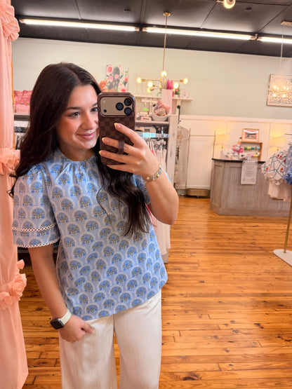 Tabby Top | Sunshower Flora Blue (S-L)