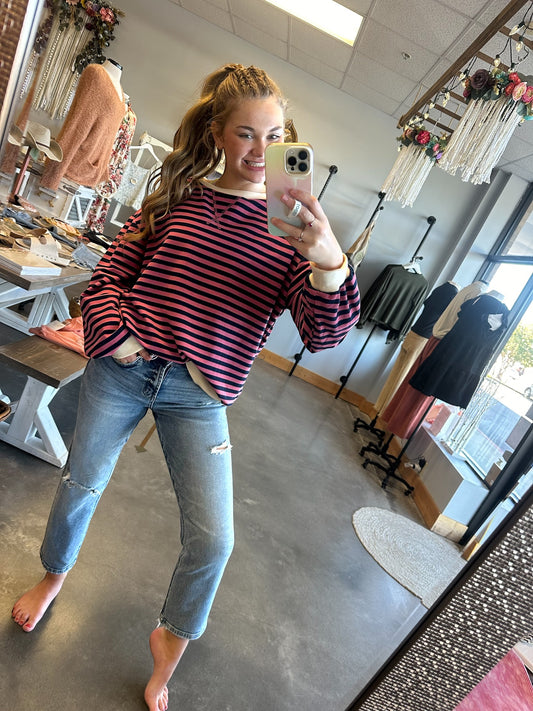 The Mandy Oversized Striped Pullover (S-2X)