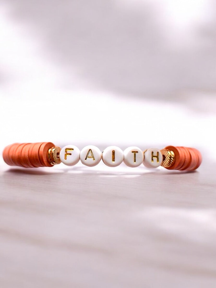 Courage Faith Joy Love Inspirational stretch bead bracelets: Faith