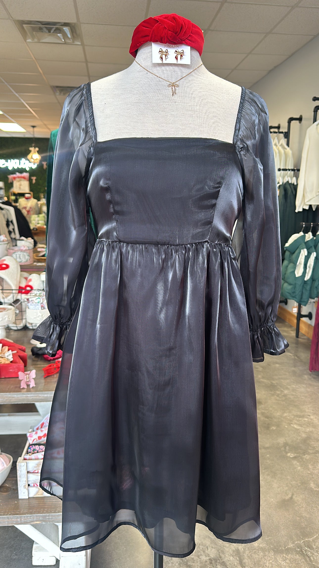 The Perfect Black Shimmer Satin Dress (S-L)