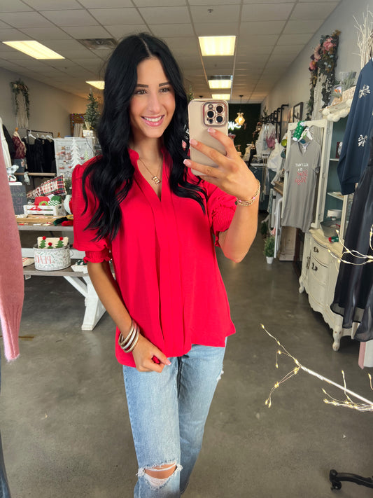 Classy in Red Blouse (S-L)