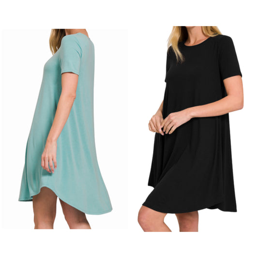 The Annie Basic Short Sleeve Dress (S-XL)(mulitple colors)