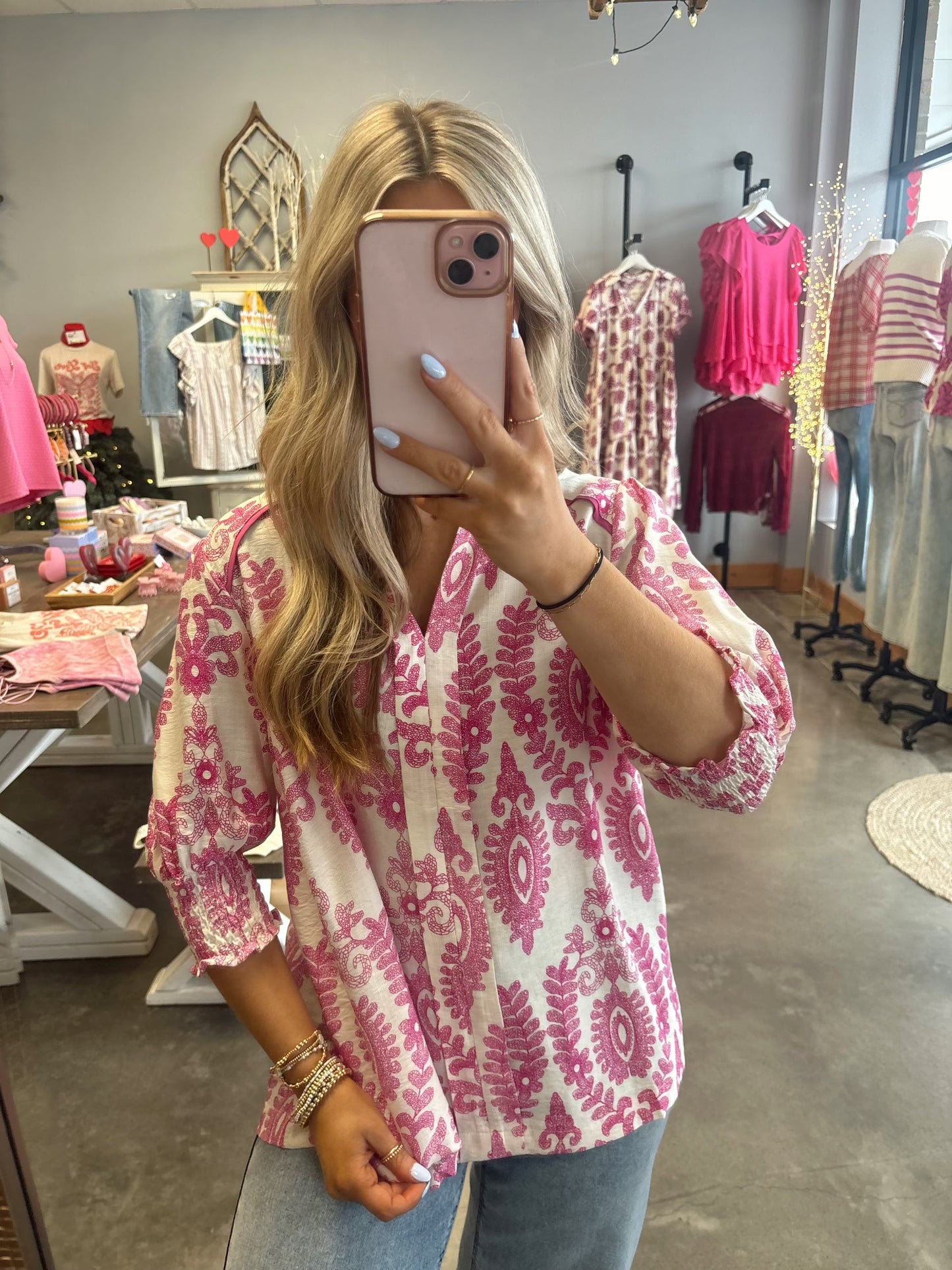 The Pink Paisley Print Top (S-L)