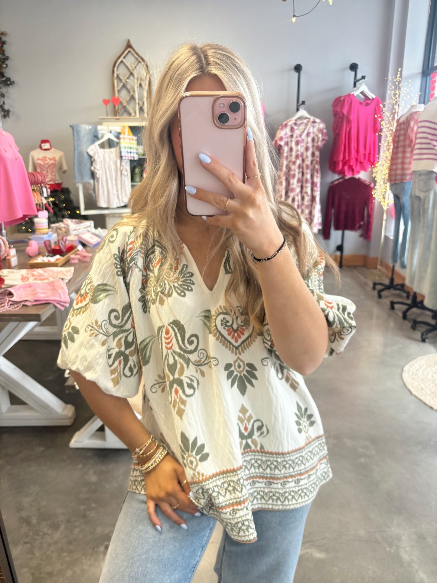 The Mia Boho Print Top (S-2X)