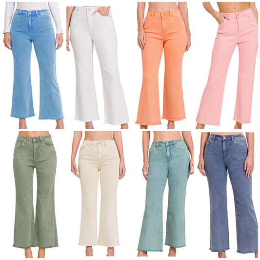 Acid Washed BOOTCUT Cropped Colored Pants (S-XL)(multiple color options)