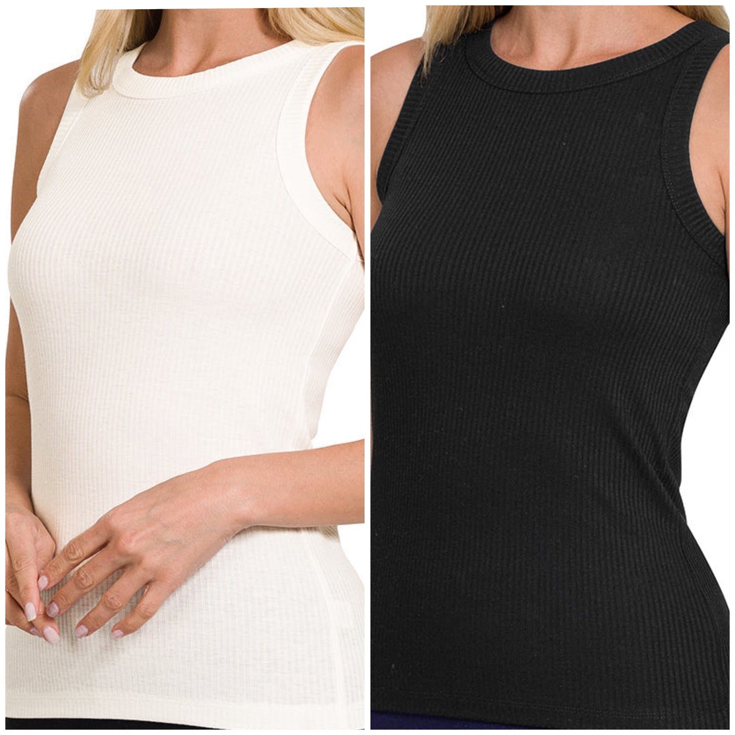 Ribbed Scoop Neck Tank (S-XL)