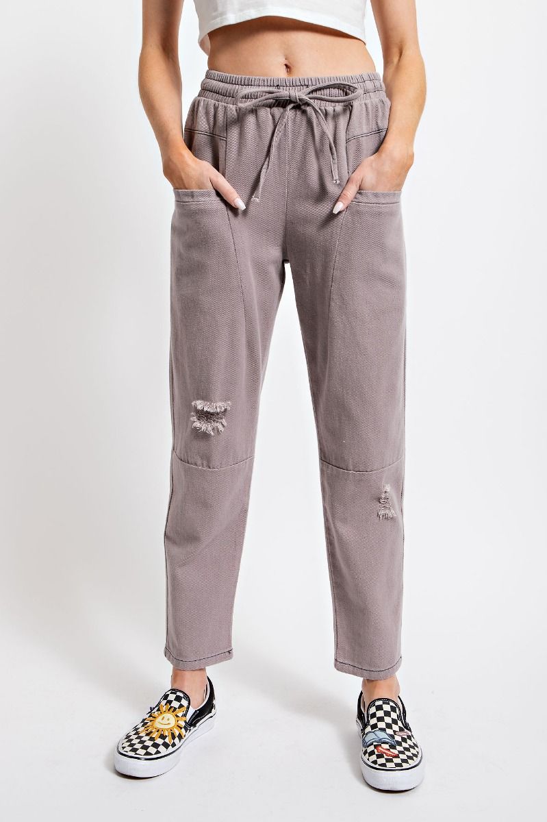 Lilac Grey Washed Twill Pants (S-L)