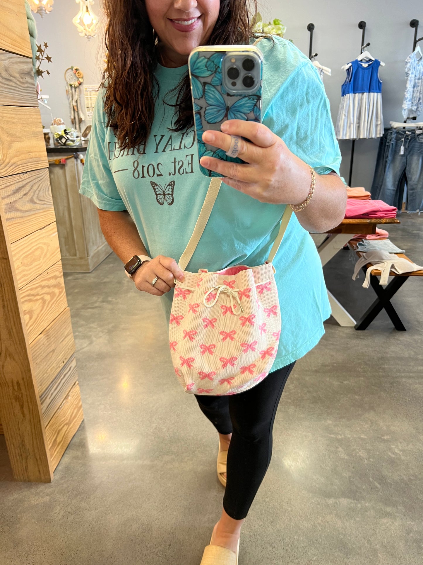 SALE! The Pink Bow Bucket Crossbody Bag