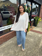 The Emmie Waffle Weave V-Neck Top (S-2X)(Runs Roomy!)