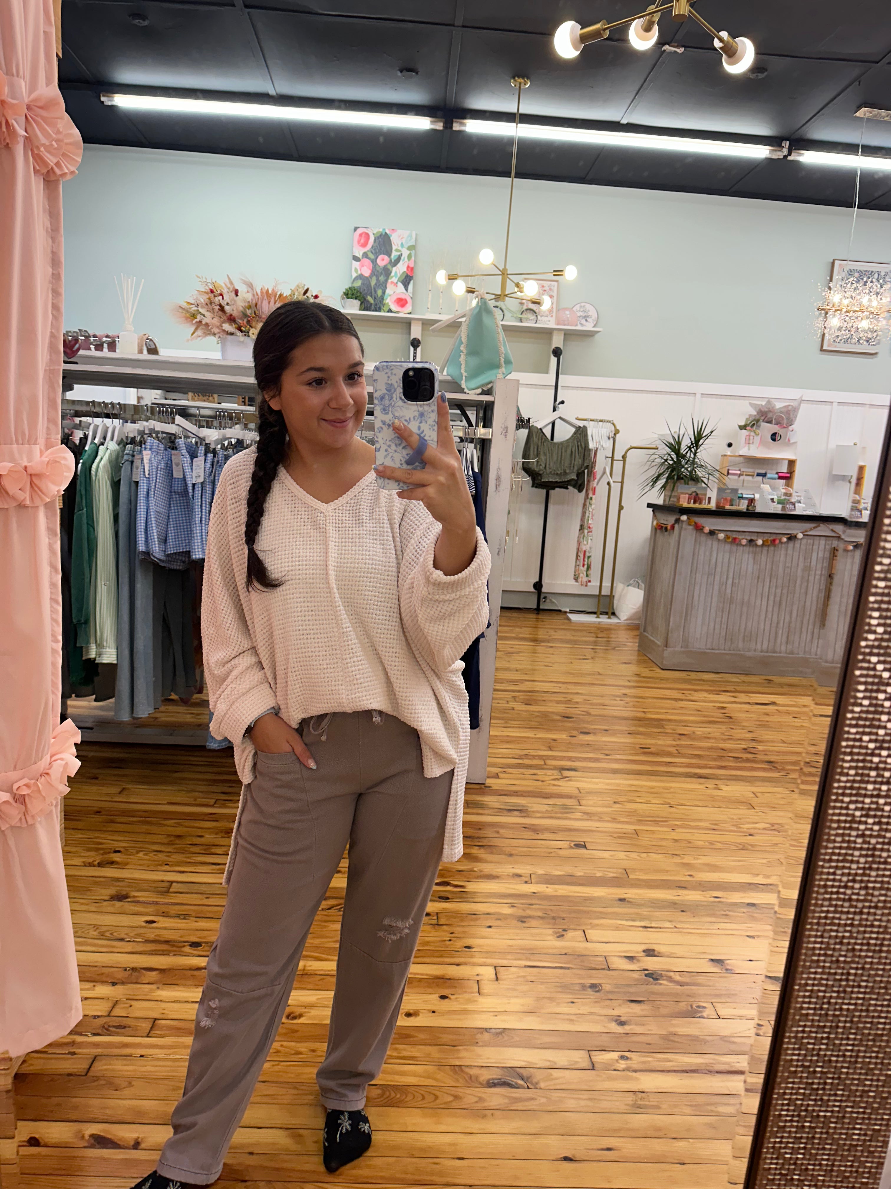 Lilac Grey Washed Twill Pants (S-L)