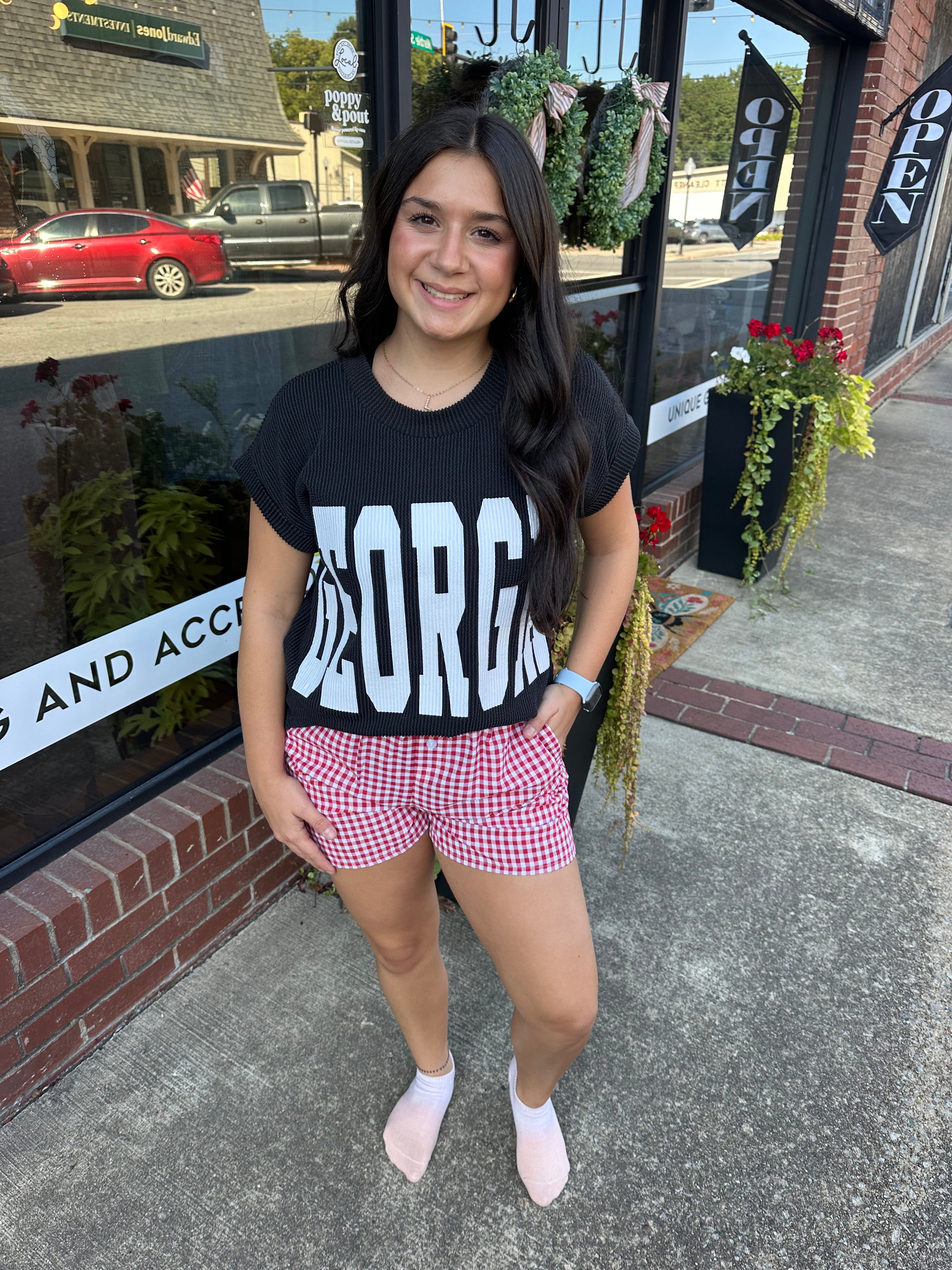 GEORGIA SHORT SLEEVE SWEATER KNIT T-SHIRT (S-L)