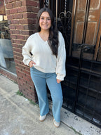 EXPOSED SEAM V NECK PULLOVER KNIT SWEATER (S-L)
