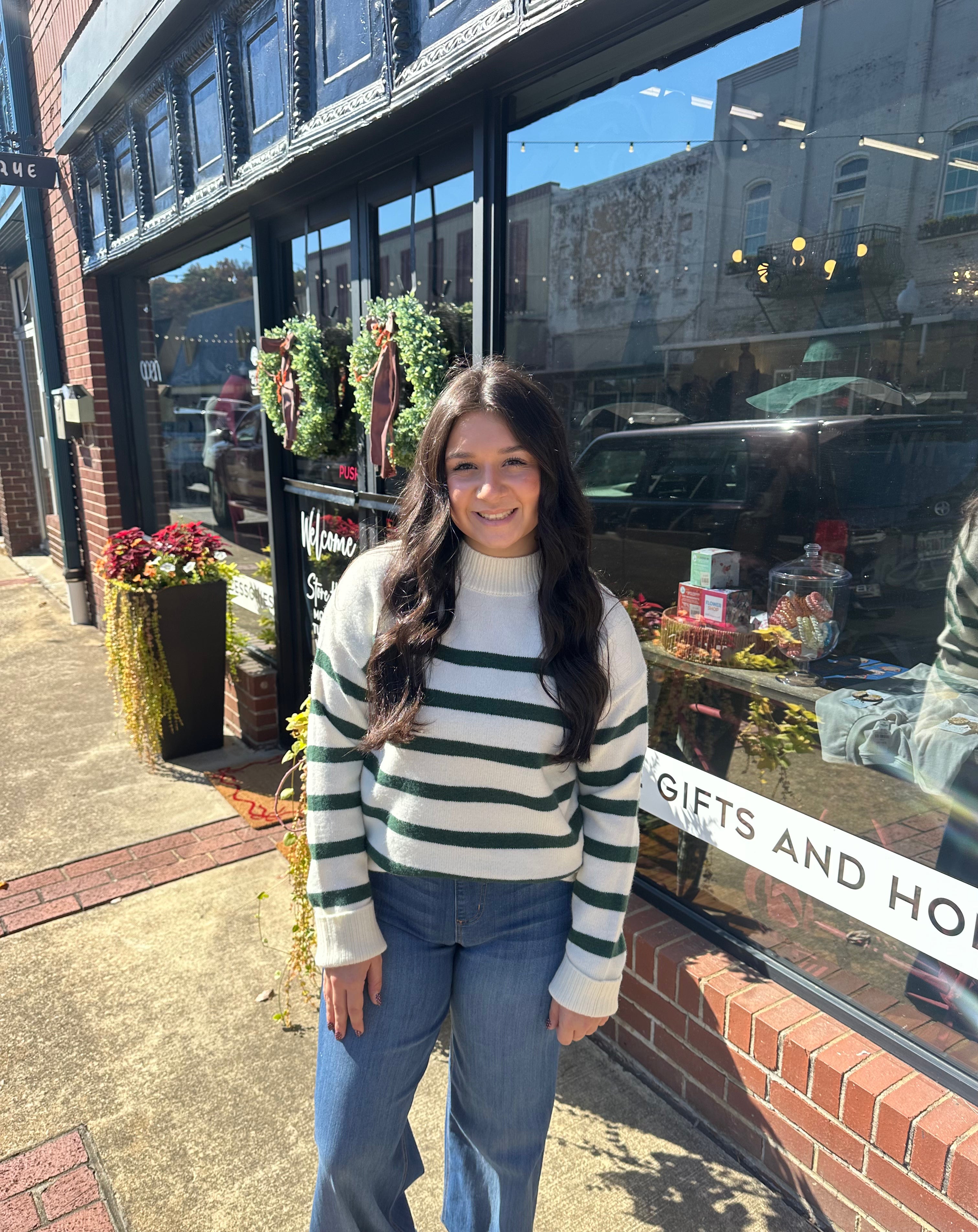 STRIPED MOCK NECK SWEATER (S-L)