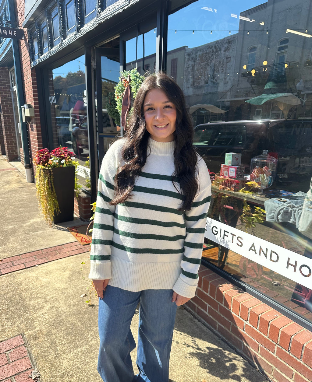 STRIPED MOCK NECK SWEATER (S-L)