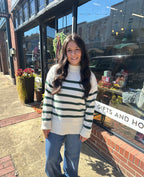 STRIPED MOCK NECK SWEATER (S-L)