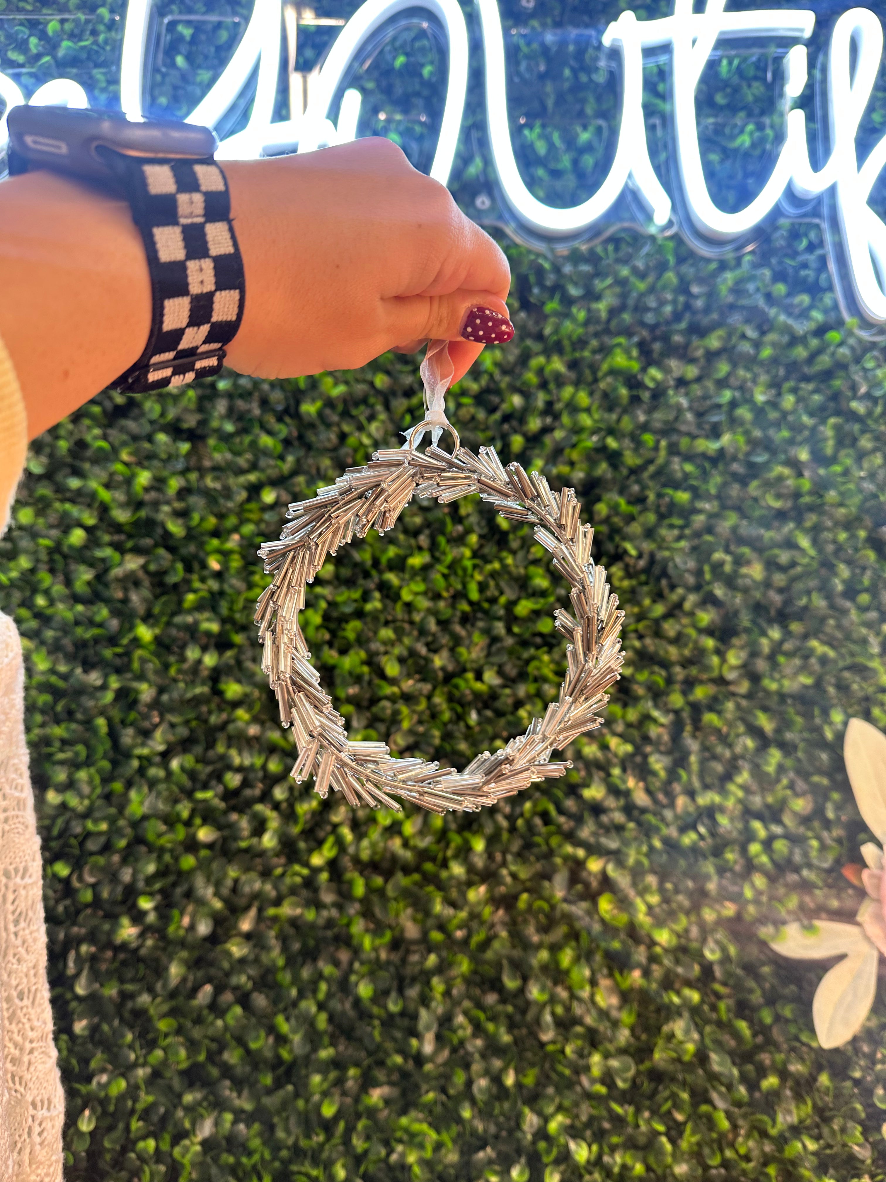 Silver Wreath Ornament