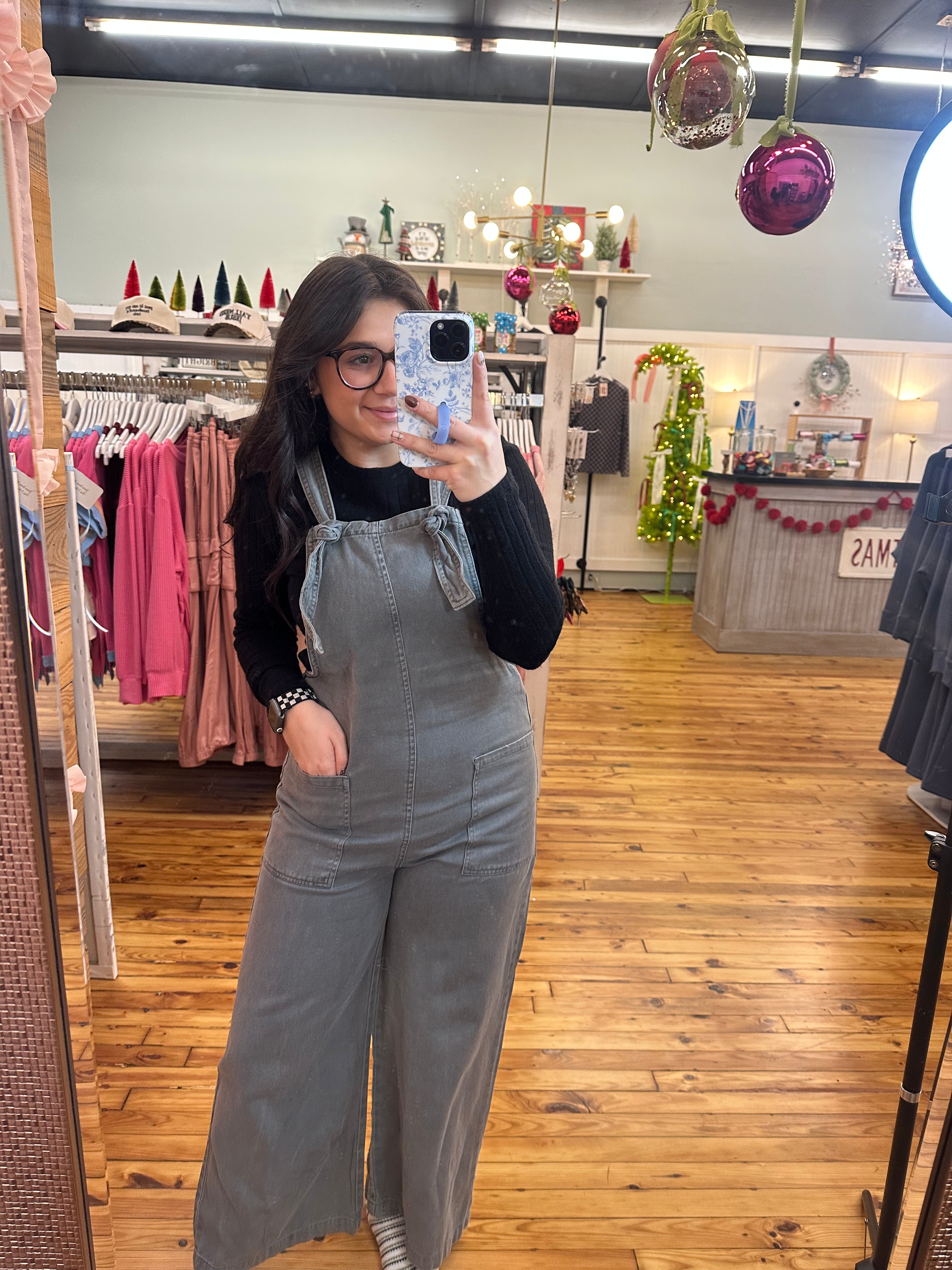 WASHED KNOT STRAP POCKETS JUMPSUIT (S-L)