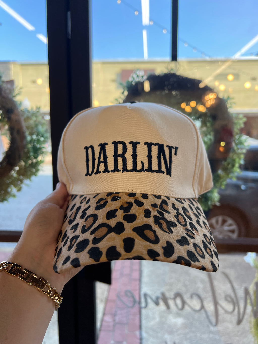 DARLIN' EMBROIDERED TWO-TONE CANVAS COTTON CAP