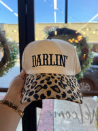 DARLIN' EMBROIDERED TWO-TONE CANVAS COTTON CAP