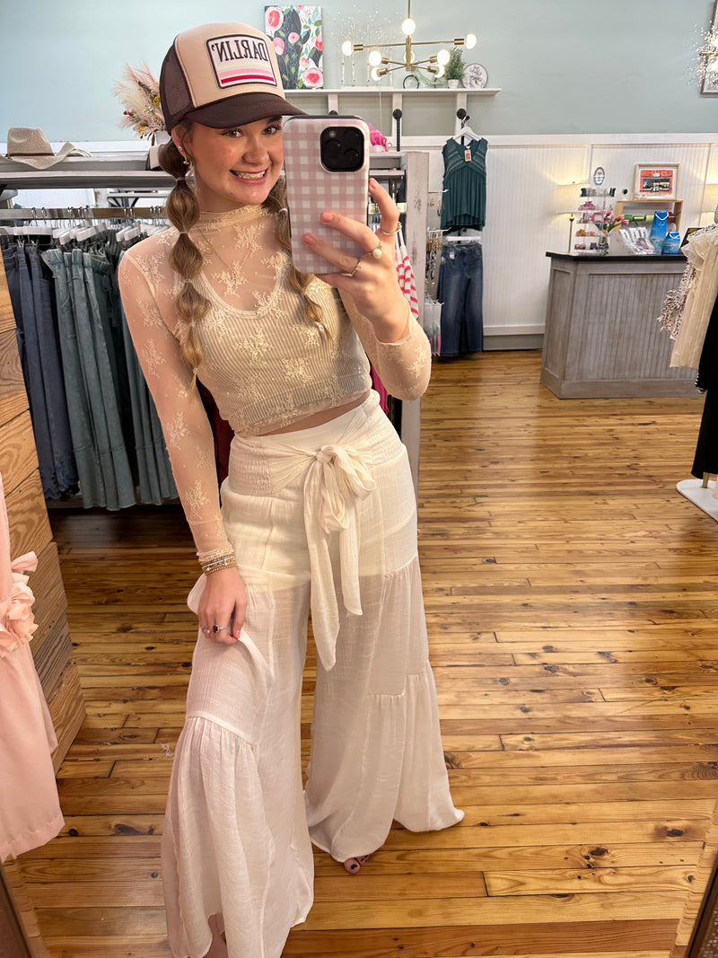 Smocked Waist Palazzo Pants (S-L)